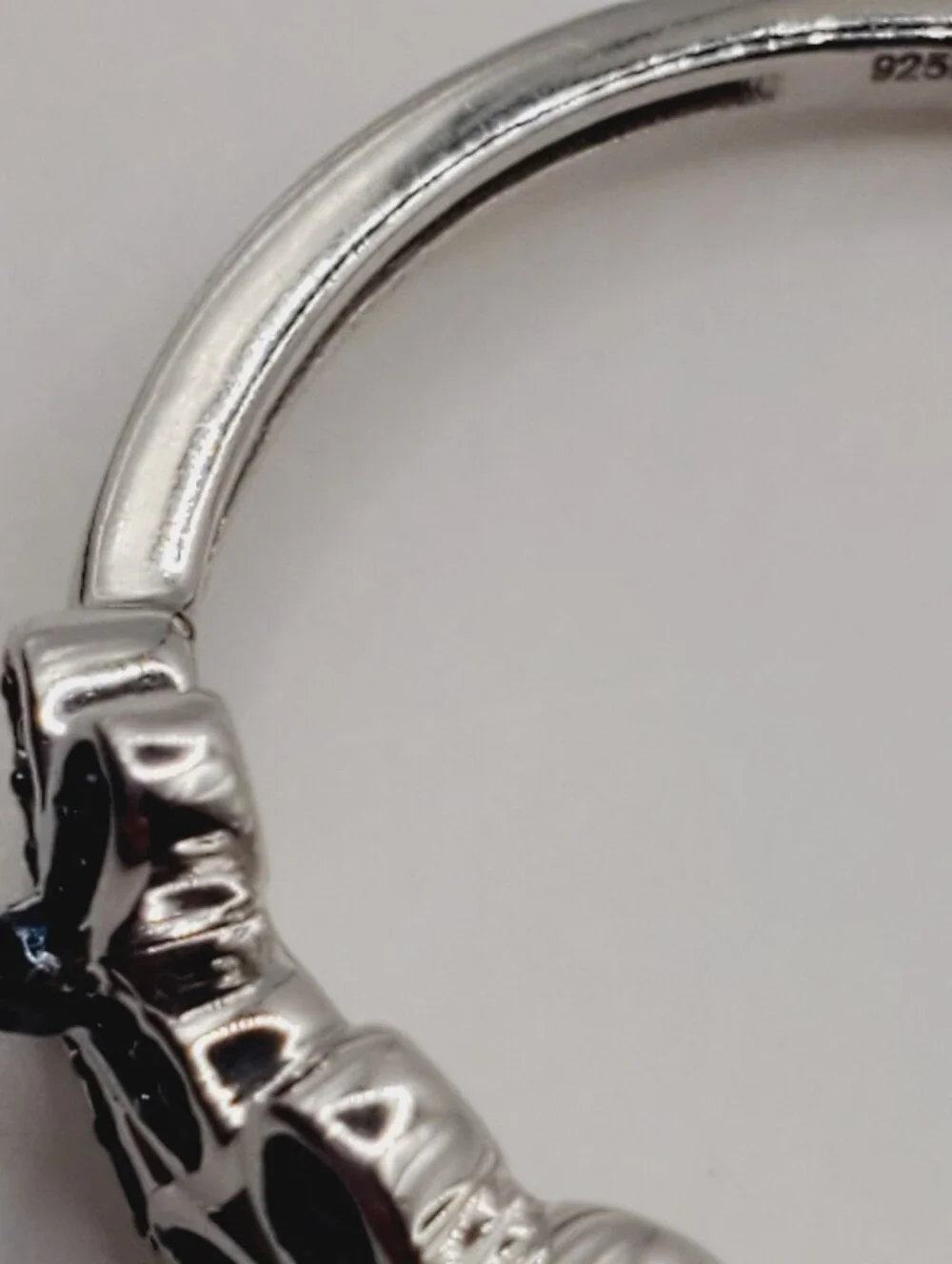 Genuine Blue Diamond Accent 925 Sterling Silver Floral Triple Flower Ring